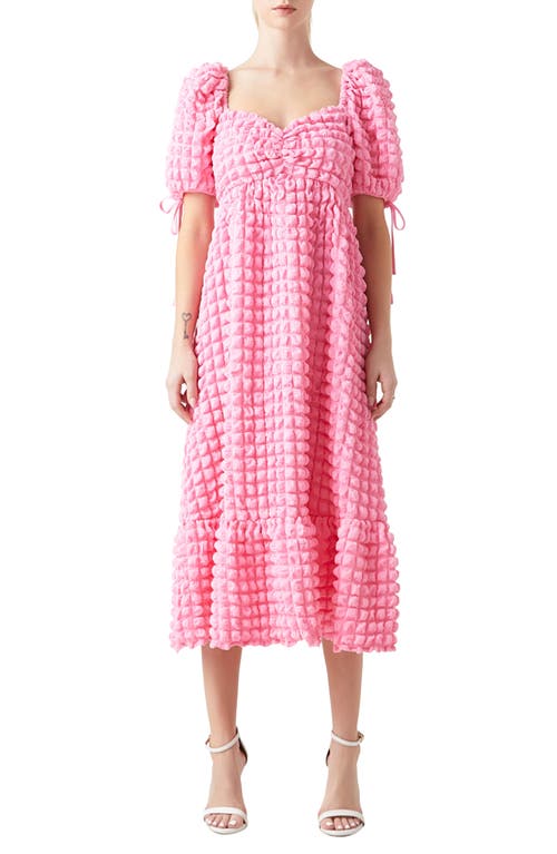 Endless Rose Texture Puff Sleeve Maxi Dress In Pink