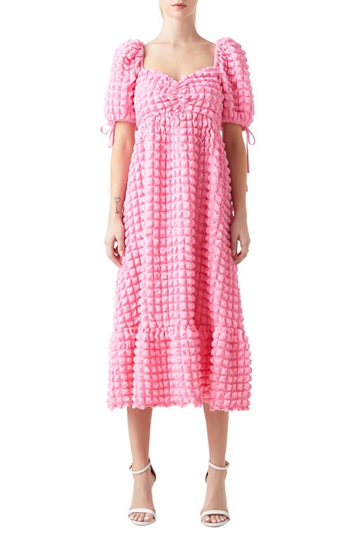 Shop Endless Rose Texture Puff Sleeve Maxi Dress In Pink