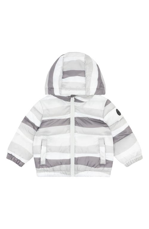 MILES THE LABEL Stripe Print Recycled Polyester Packable Jacket in 903 Medium Grey