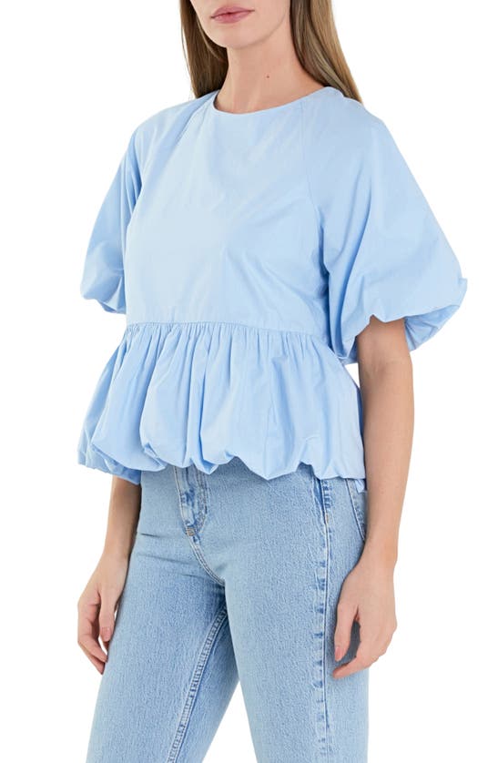 Shop English Factory Balloon Poplin Top In Powder Blue