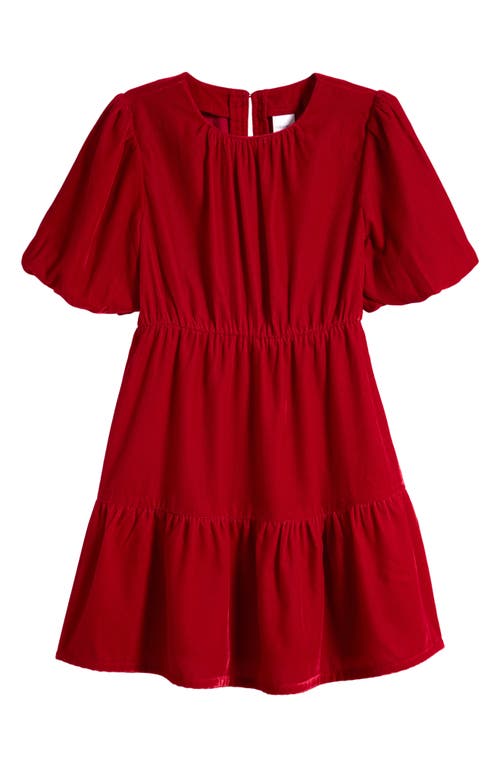 NORDSTROM NORDSTROM KIDS' PUFF SLEEVE VELVET PARTY DRESS 