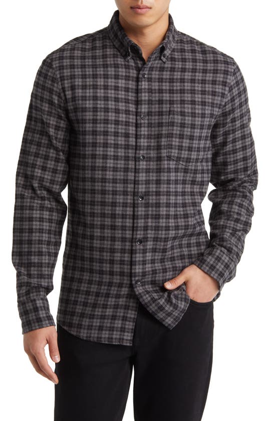 Nordstrom Trim Fit Plaid Flannel Button-down Shirt In Grey- Black Marcus Plaid