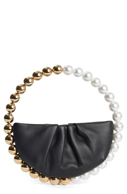 L'alingi Eternity Imitation Pearl & Bead Top Handle Bag in Black
