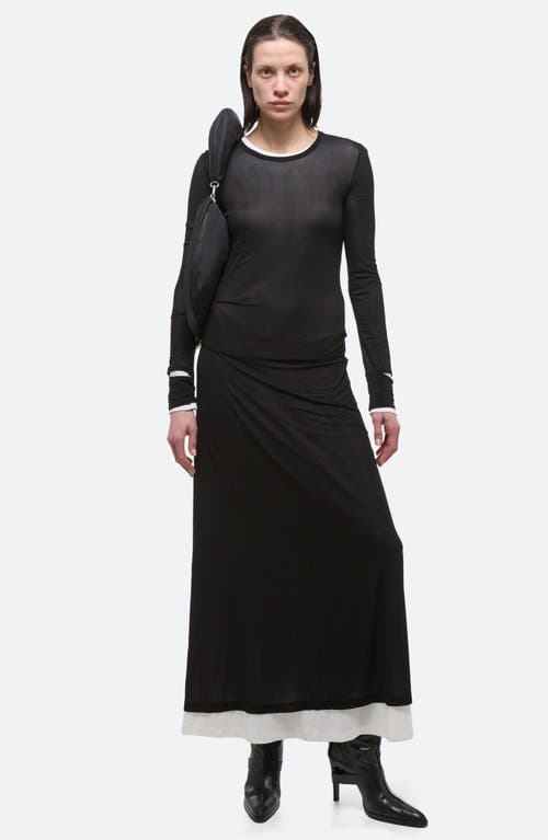 Shop Helmut Lang Double Layer Long Sleeve Maxi Dress In Black
