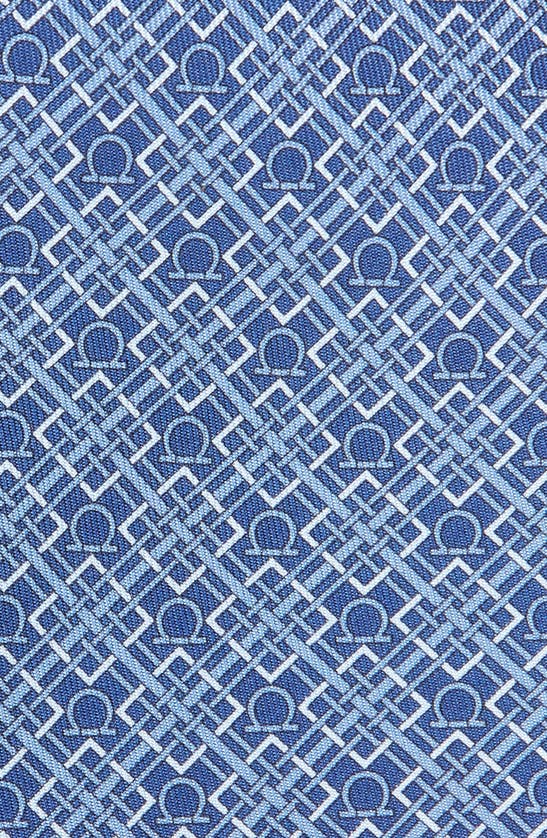 Shop Ferragamo Vera Gancio Silk Tie In Blue Scuro