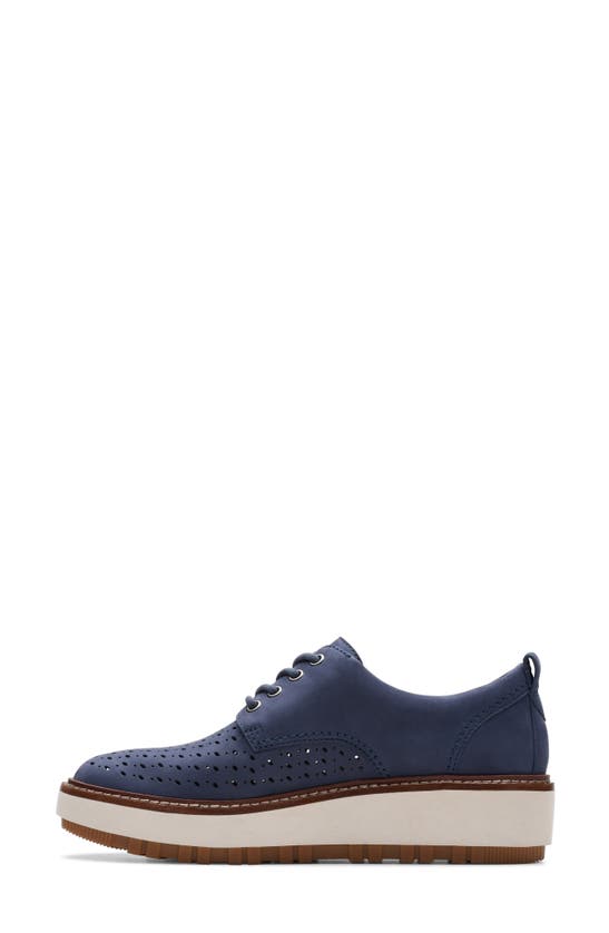 Clarks Orianna Move Wedge Derby In Navy Nubuck
