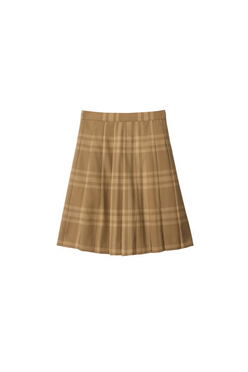 Burberry Check-pattern Pleated Skirt In Dark Sand