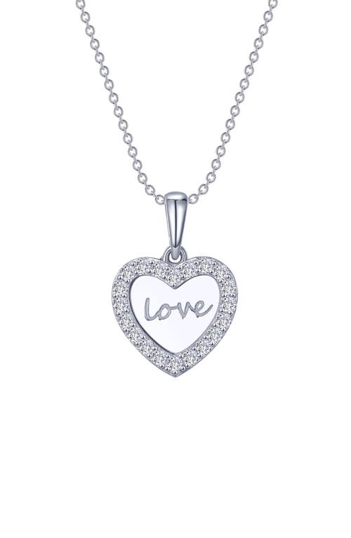 Love Heart Simulated Diamond Pendant Necklace in White