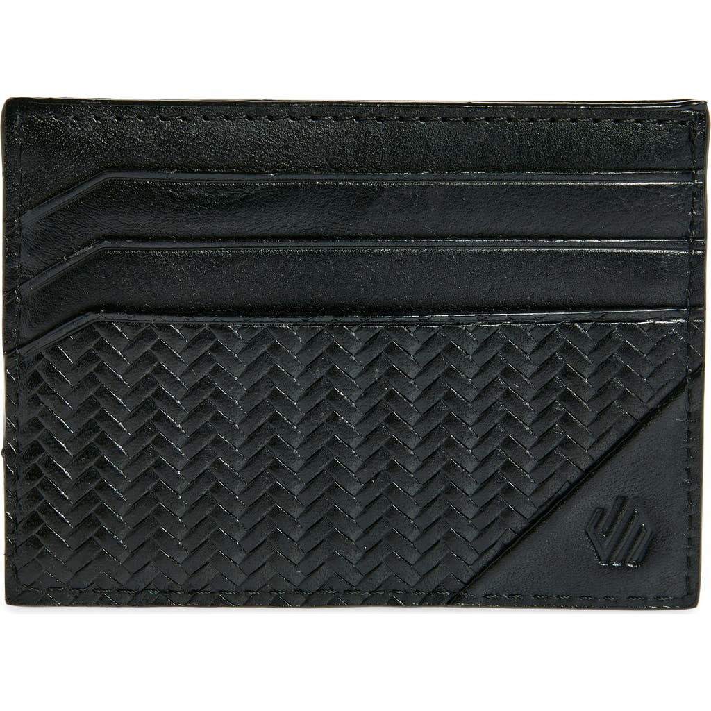 Johnston & Murphy Basketweave Card Holder In Black