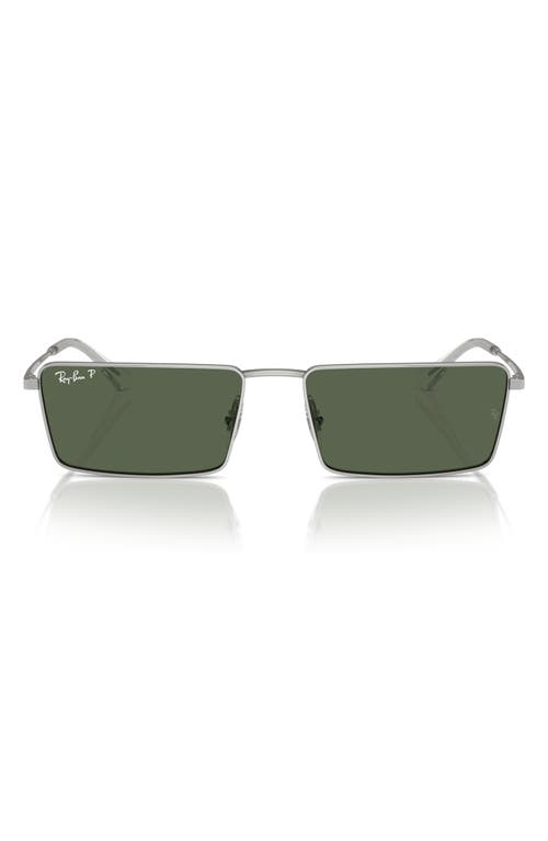 Ray-Ban Emy 59mm Polarized Rectangular Sunglasses in Silver at Nordstrom