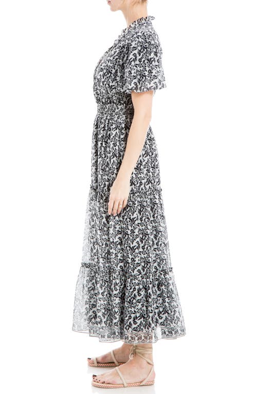 Shop Max Studio Georgette Smocked Maxi Dress In Cream/black Floral