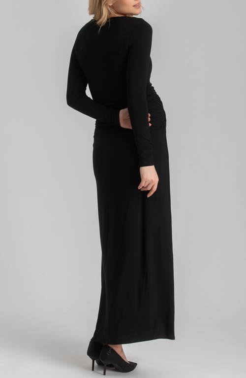 Shop Pietro Brunelli Long Sleeve Jersey Maternity Maxi Dress In Black