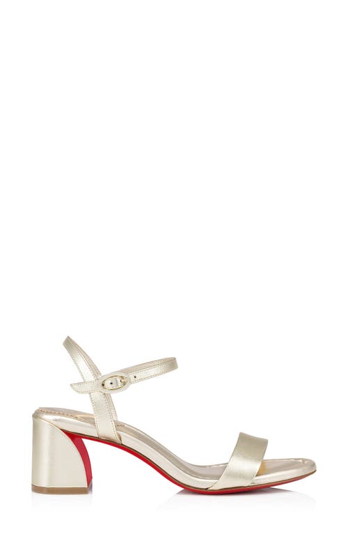 Christian Louboutin Miss Sabina Metallic Red Sole Ankle-strap Sandals In Platine