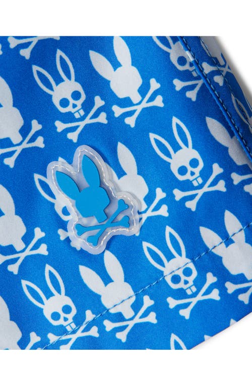 Psycho Bunny Tilden Print Swim Trunks In Nautical Blue