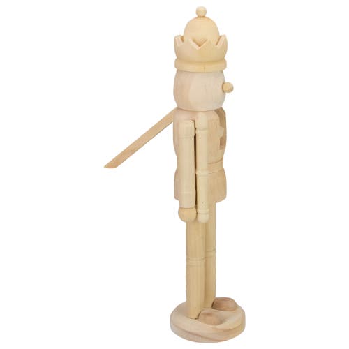 Northlight 14.75" Unfinished Paintable Wooden Christmas Nutcracker With A Crown In Ivory