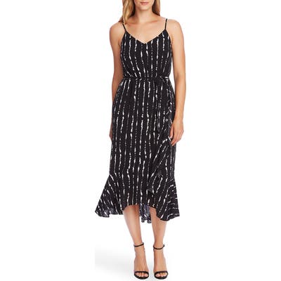 Vince Camuto Belted Stripe Midi Slipdress, Black