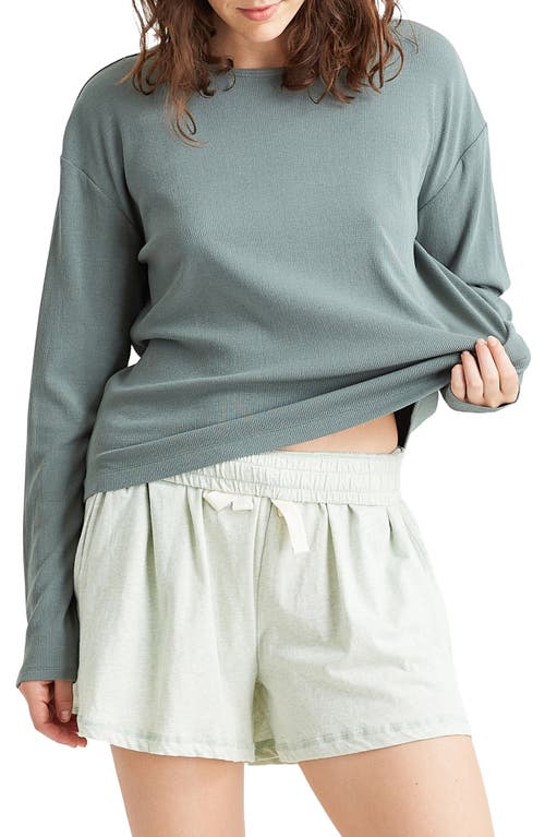 Luxe Rib Long Sleeve Pajama Shirt in Deep Moss