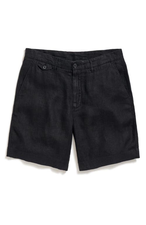 Moore Flat Front Linen Shorts in Black