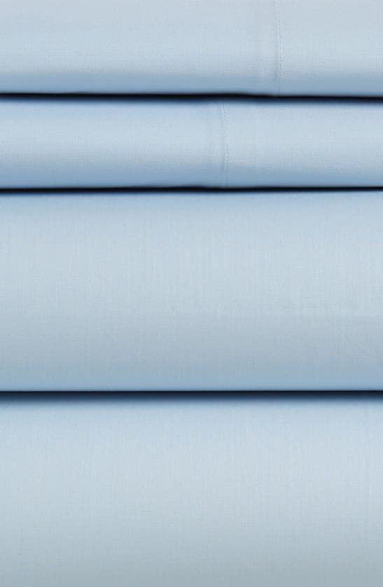 Shop French Connection Cotton Percale 4-piece Bed Sheet Set In Ballad Blue