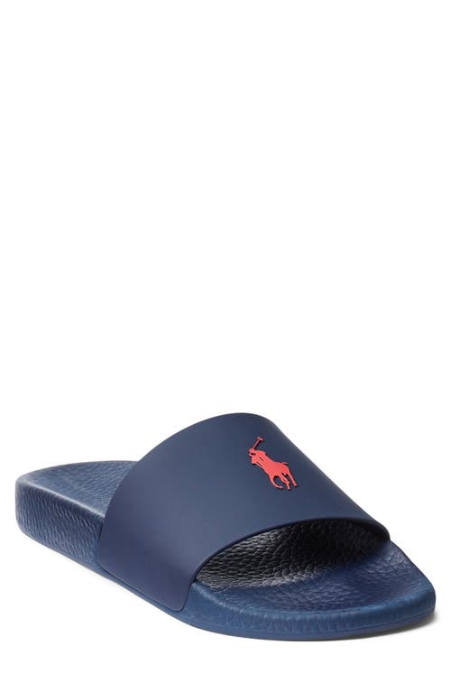 Polo Ralph Lauren Polo Slide Sandal in Navy/Red Pp at Nordstrom, Size 11