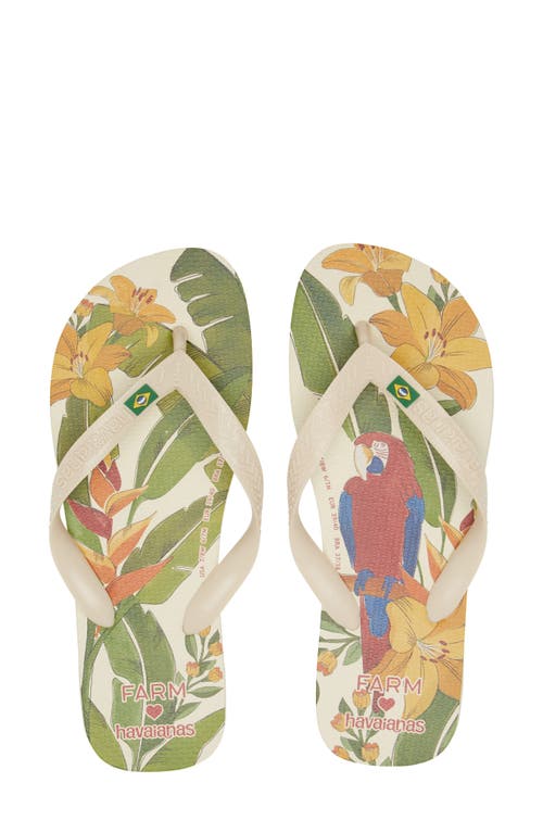 Havaianas X Farm Rio Parrot Floral Flip Flop In Metallic