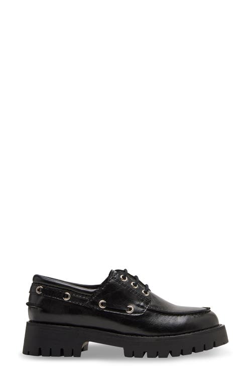 Shop Steve Madden Lavine Boat Shoe In Black Leather