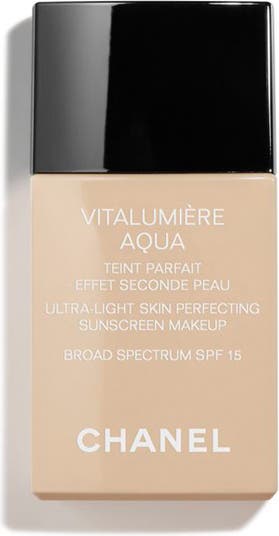 CHANEL VITALUMIÈRE AQUA Ultra-Light Skin Perfecting Sunscreen Makeup Broad  Spectrum SPF 15 Hybrid Fluid Foundation