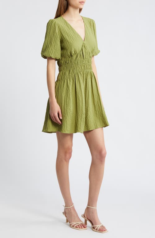 Shop Adelyn Rae Shirred Waist Minidress In Lime