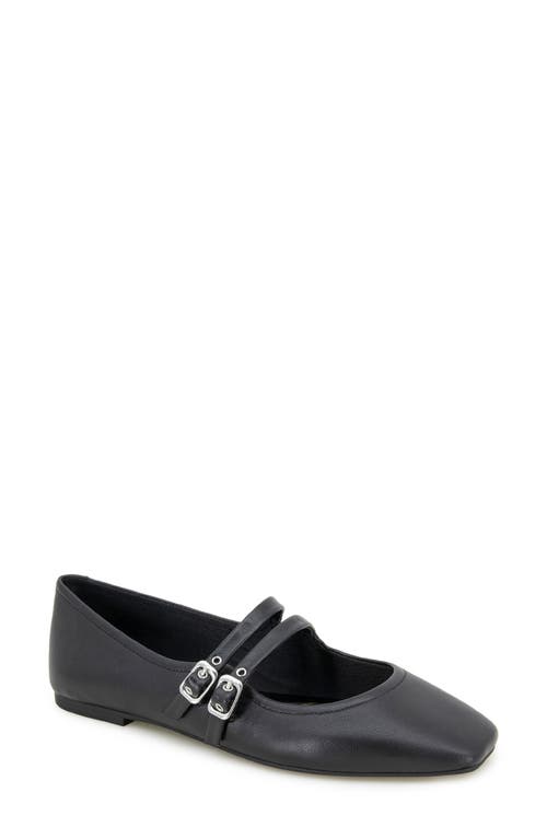 Kenneth Cole Jasmine Mary Jane Flat In Black Leather