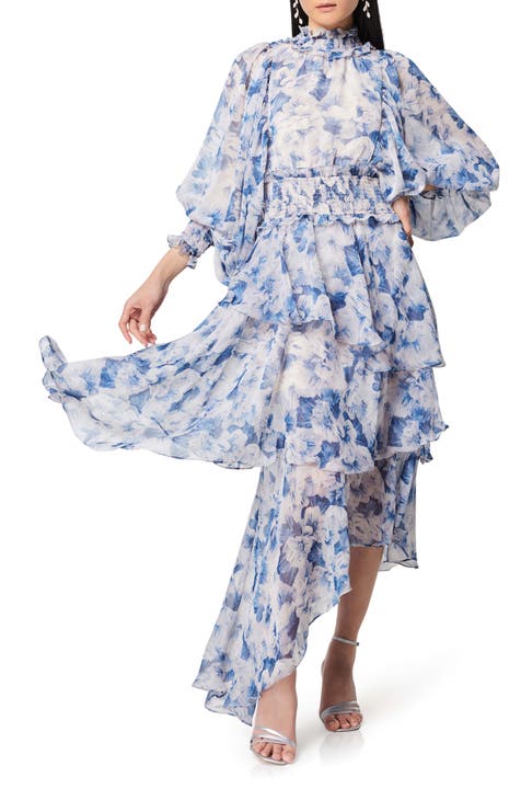 Floral Long Sleeve Midi Ankara Dress main image 1