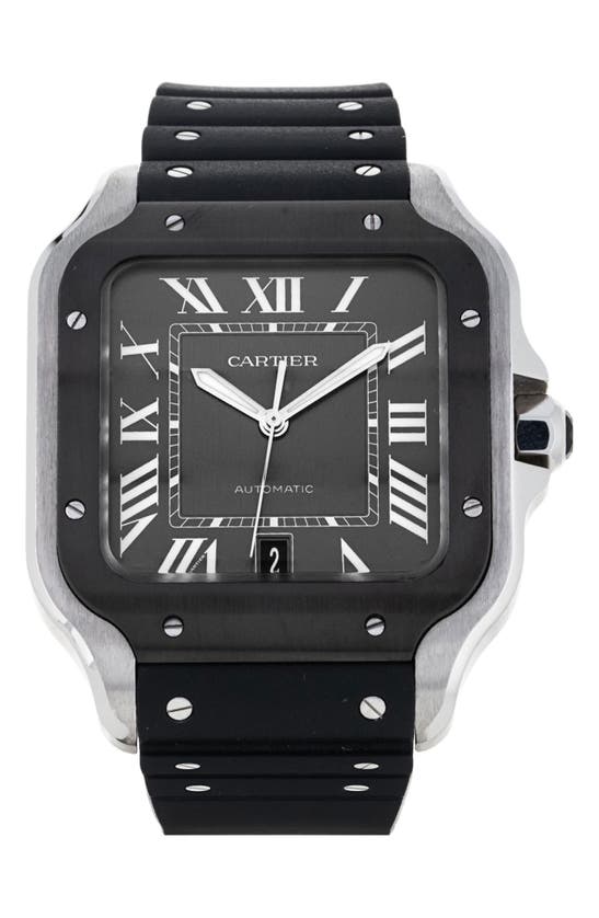 Watchfinder & Co. Cartier  2022 Santos De Cartier Automatic Rubber Strap Watch, 39mm In Black