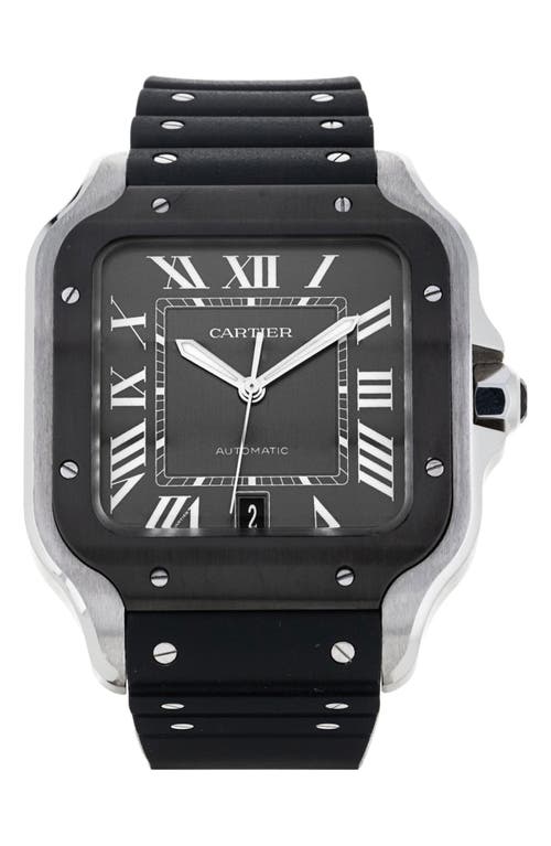 Cartier Preowned 2022 Santos de Cartier Automatic Rubber Strap Watch