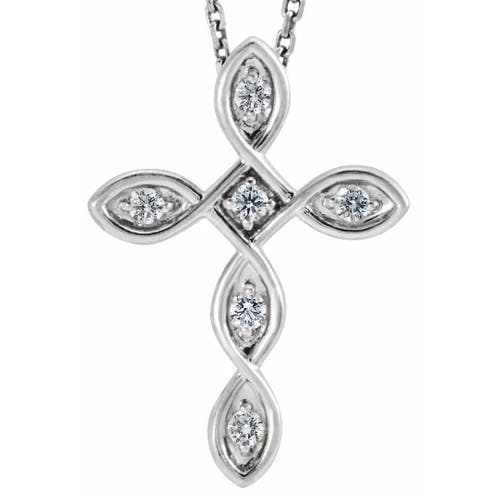 Bliss Diamond Diamond Cross Pendant 14k White Gold Ex3 Lab Grown In 14k White Gold