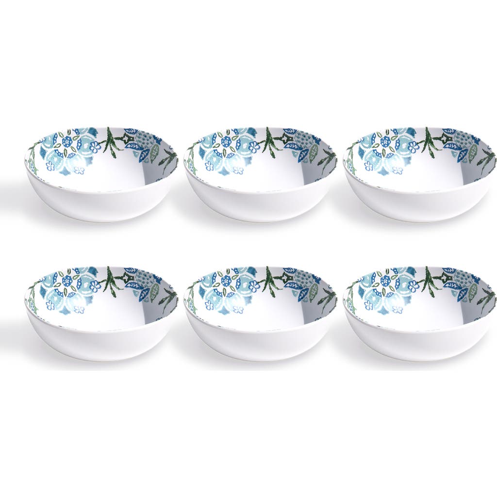 Tarhong Set Of Six Hana Ikat Cereal Bowls In Blue