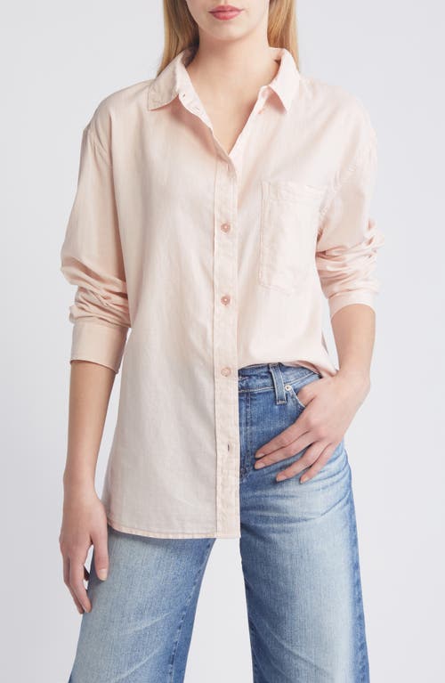 Cotton Voile Button-Up Shirt in Pink Sepia