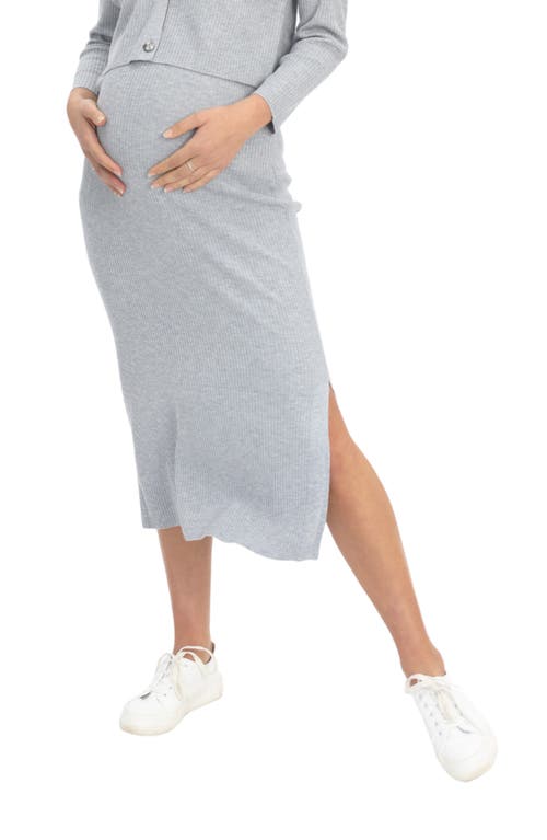 Rib Maternity Midi Skirt in Grey