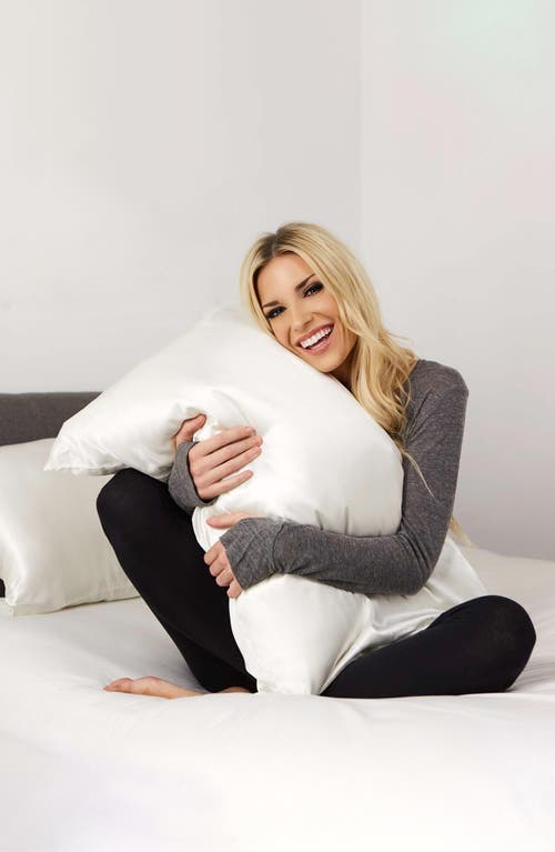 Shop Blissy Pure Sleep Silk Pillowcase & Scrunchie Set In White/multi