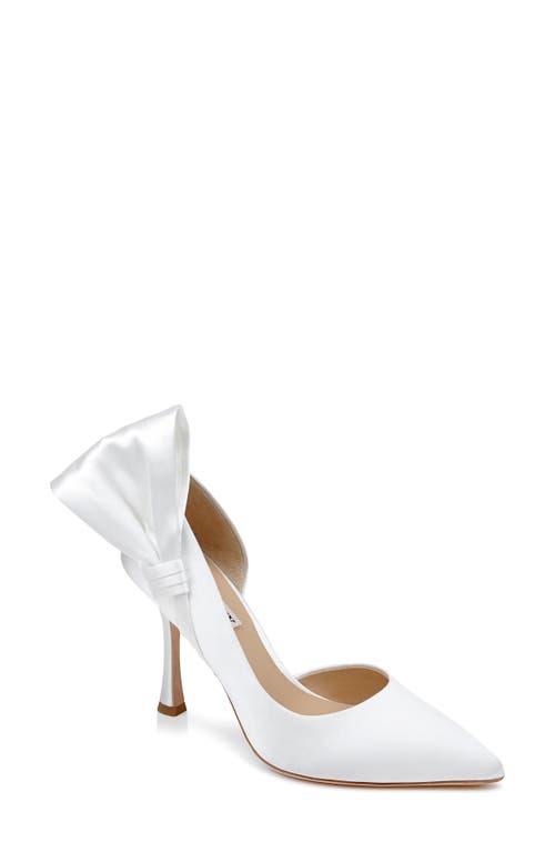 Shop Badgley Mischka Collection Alejandra Pointed Toe Half D'orsay Pump In White Satin