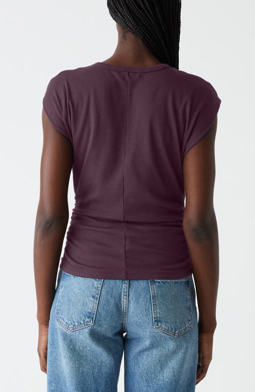 Michael Stars Joni Power Shoulder Rib Top In Beetroot