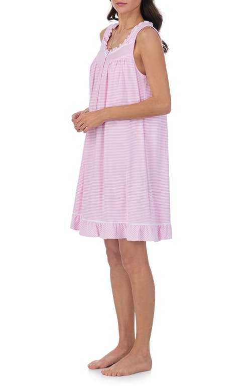 Shop Eileen West Sleeveless Short Nightgown In Pink Stripe