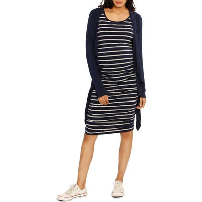 Angel Maternity Maternity Dress & Cardigan Set, Blue