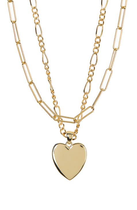 Gold Plated Paper Clip Heart Lock Necklace