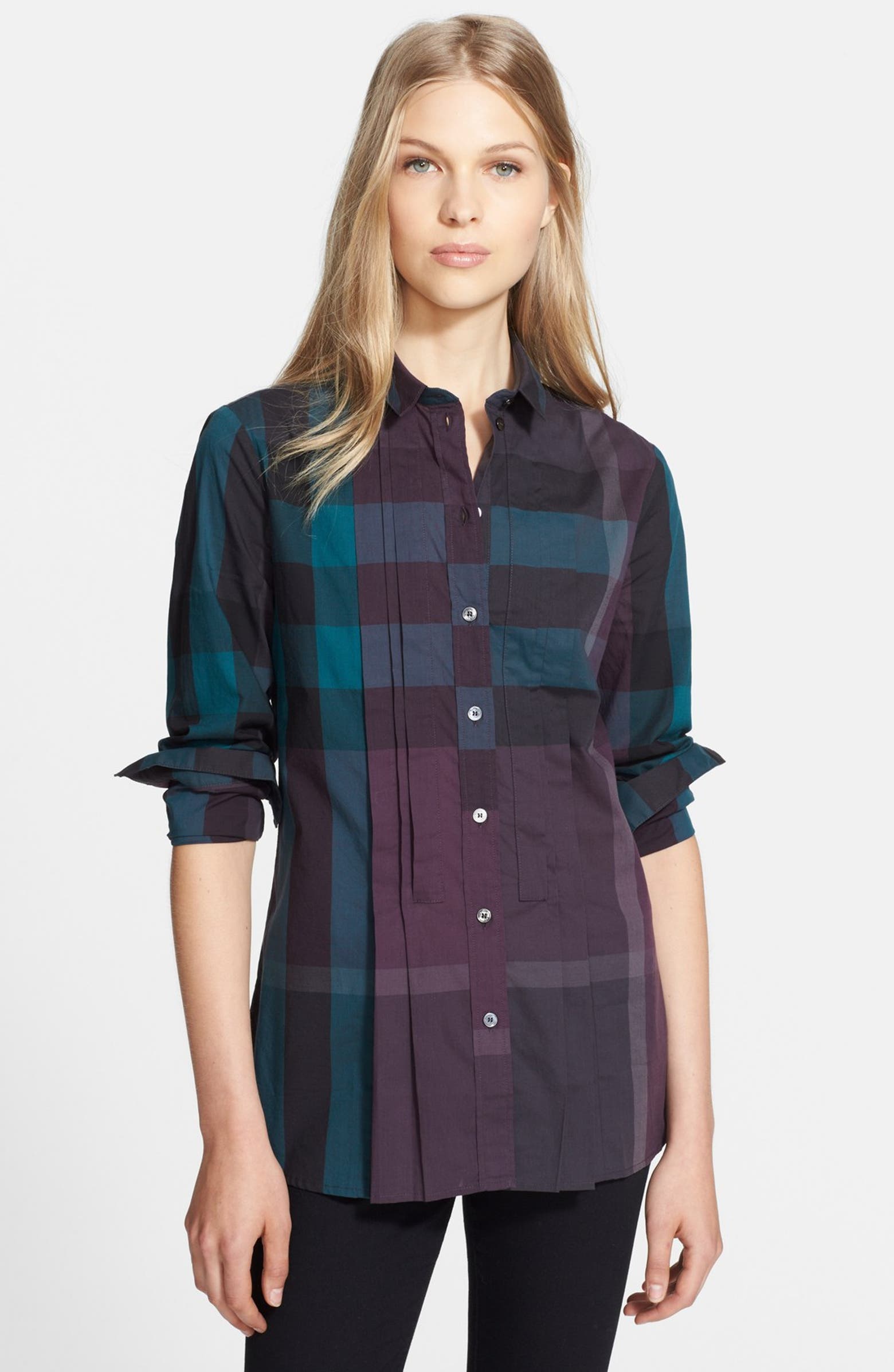 Burberry Brit Check Print Pleat Front Shirt | Nordstrom