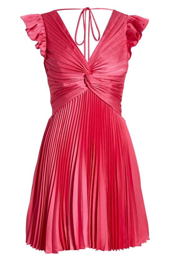 Shop Moon River Pleated Satin Minidress In Pink