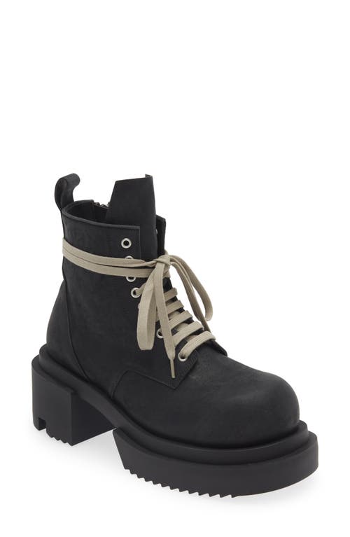 Rick Owens Lido Laced Combat Boot Black at Nordstrom,
