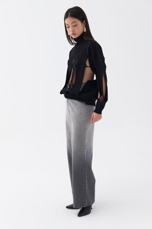 Shop Nocturne Knitted Sweater With Cut-out Detail In Black