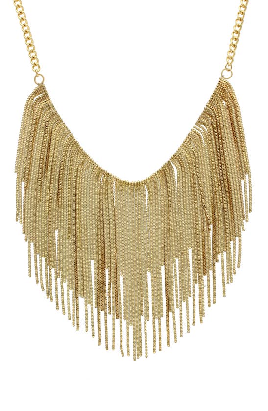 Shop Olivia Welles Elysa Chain Fringe Bib Necklace In Gold