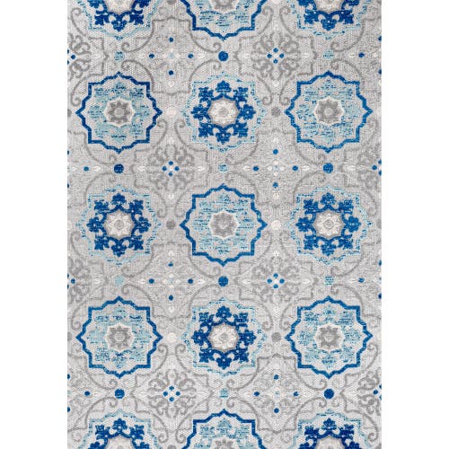 Jonathan Y Mediterranean Medallion Indoor/outdoor Area Rug In Blue/gray