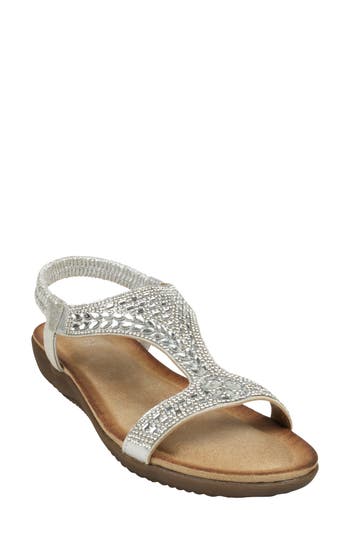 Good Choice New York Wynn Embellished Ankle Strap Sandal In Silver
