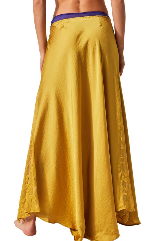 Shop Free People Make You Mine Lace Inset Satin Maxi Slip Skirt In Bitter Oil
